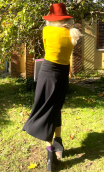  Jupe Jolie Madame. Taille elastique, ceinture jersey, jupon en biais