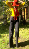 Pantalon Pretty woman. Large, Fines rayures noires. Coton stretch