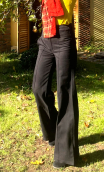 Pantalon Pretty woman. Large, Fines rayures noires. Coton stretch