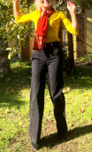 Pantalon Pretty woman. Large, Fines rayures noires. Coton stretch