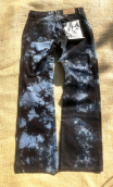 Pantalon Saxo. Empreintes. Gris noir. Taille 40. Denim imprimé tie and dye