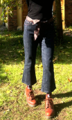 Pantacourt Rodeo. Denim blue black. 7/8ème, stretch, 5-poches
