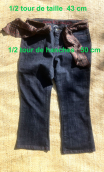 Pantacourt Rodeo. Denim blue black. 7/8ème, stretch, 5-poches