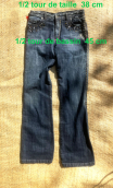 Pantalon Saxo. Denim clous et gros fils. Blue black. Jean stretch décor diams