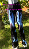 Pantalon Saxo imprimé Flammes bleu. Velours lisse, Petit 36, taille 34