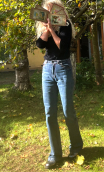 Pantalon Saxo. Denim stone used. Jean stretch, droit, taille 36