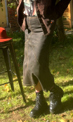 Jupe Diamond. Denim dirty choco, stretch, droite, ajustée