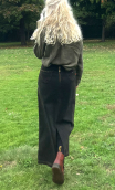 Jupe Broadway. Dentelle et pierres. Marron. Denim. Taille 36, Longue