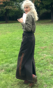 Jupe Broadway. Dentelle et pierres. Marron. Denim. Taille 36, Longue