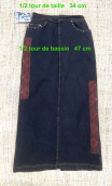 Jupe Broadway. Dentelle et pierres. Marron. Denim. Taille 36, Longue
