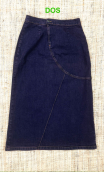  Jupe Diamond. Denim dirty rouge, stretch, droite, ajustée