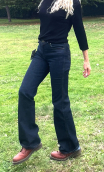 Pantalon Saxo. Denim bleu intense. Taille 36 Stretch. Coupe droite