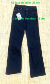 Pantalon Saxo. Denim bleu intense. Taille 36 Stretch. Coupe droite