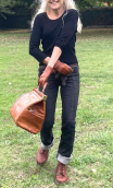 Pantalon Jane. Denim Brut noir. Ceinture amovible