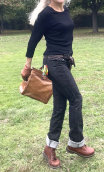 Pantalon Jane. Denim Brut noir. Ceinture amovible
