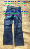 Pantalon Saxo. Denim stone non stretch. Coupe droite, jean basique