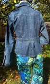 Veste Santiago denim stretch, à basque, taille cintrée, manche longue