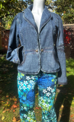 Veste Santiago denim stretch, à basque, taille cintrée, manche longue