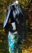 Veste Santiago denim stretch, à basque, taille cintrée, manche longue
