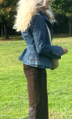 Veste Santiago denim stretch, à basque, taille cintrée, manche longue