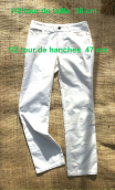 Pantalon Elvis. Velours calcaire. Jean stretch blanc