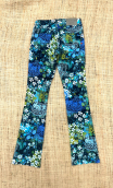  Pantalon Mike. Shadows. Coton stretch imprimé Fleurs bleu. Petit