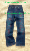 Pantalon Denim imprimé fleurs. Taille 36. Jean 5-poches stretch