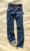 Pantalon Jane. Denim bleu used. Jean 5-poches stretch. Taille 36