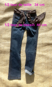 Pantalon Jane. Denim bleu used. Jean 5-poches stretch. Taille 36