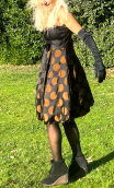  Robe ballon noire. Pastilles marron