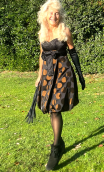  Robe ballon noire. Pastilles marron