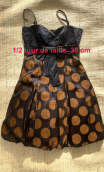  Robe ballon noire. Pastilles marron
