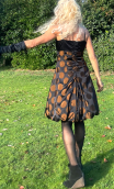  Robe ballon noire. Pastilles marron