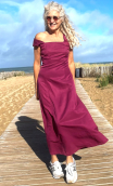 Robe Marie-Galante. Indian blues. Cassis. Longue fluide, Coton soie 