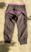 Pantalon Baggy L'arche perdue. Kaki. Ceinture et bas jambes maille