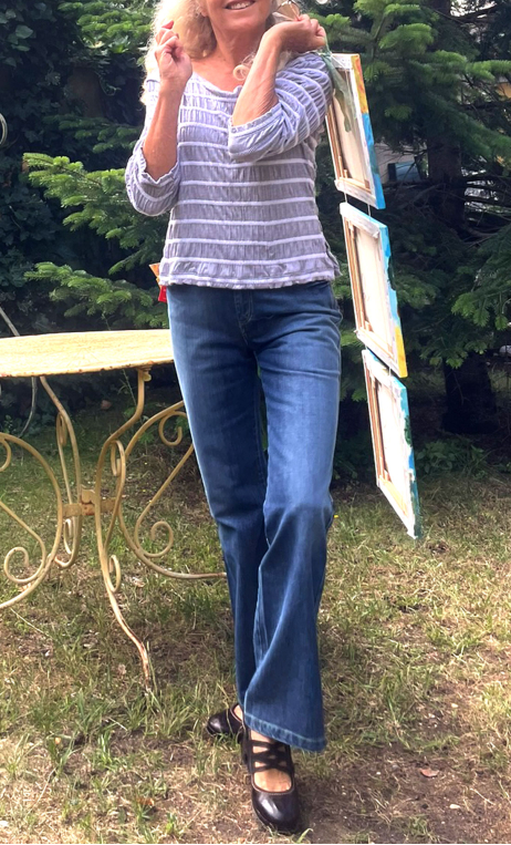 Pantalon Saxo. Denim neutre basique. Jean stretch, droit, taille 36