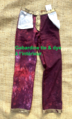  Pantalon Memphis. Roadbook. Pourpre. Gabardine imprimée or et rouge