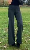 Pantalon Marlène. Caviar gris. Lainage, large, fabrication française