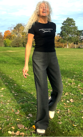 Pantalon Garbo. Caviar gris. Laine large revers, fabrication française