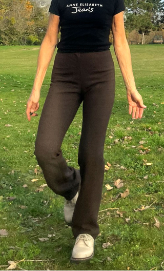 Pantalon Clash. Caviar marron. Lainage stretch, fabrication française