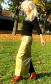 Jupe Barbara. Roadbook kaki, Longue, gabardine coton enduction or