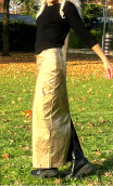  Jupe Barbara. Roadbook pourpre, Longue, gabardine coton enduction or