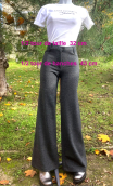 Pantalon Marlène. Caviar gris. Lainage, large, fabrication française