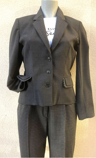 Veste La Secrétaire du détective. Gris vichy. Fabrication française