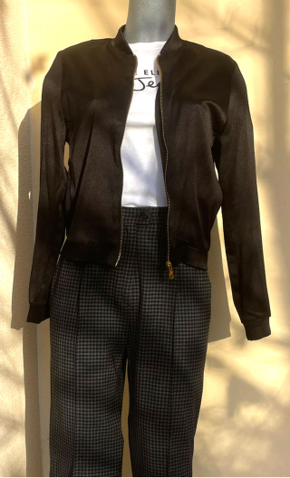 Blouson Pépito. Noir. Veste zippée, tissu léger, habillé
