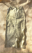  Jupe Barbara. Roadbook kaki, Longue, gabardine coton enduction or