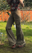 Pantalon Baggy. Popeline steppe. Coton marron clair. Look safari
