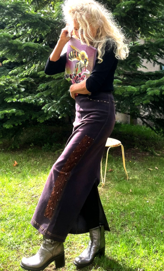 Jupe Broadway. Dentelle. Prune. Mini trace