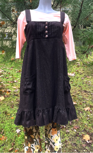  Robe Manon. Gavroche marron. Tweed Laine, chasuble, taille M