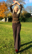 Pantalon Corleone. Marron. Polyester stretch, large loose fluide, chic